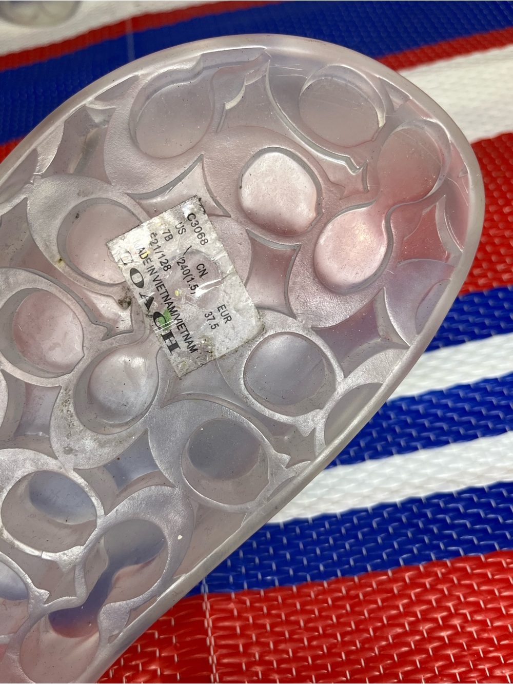 COACH Signature Monogram Crystal Clear Jelly Sandals Slides Women’s Size 7.5 - Picture 4 of 9